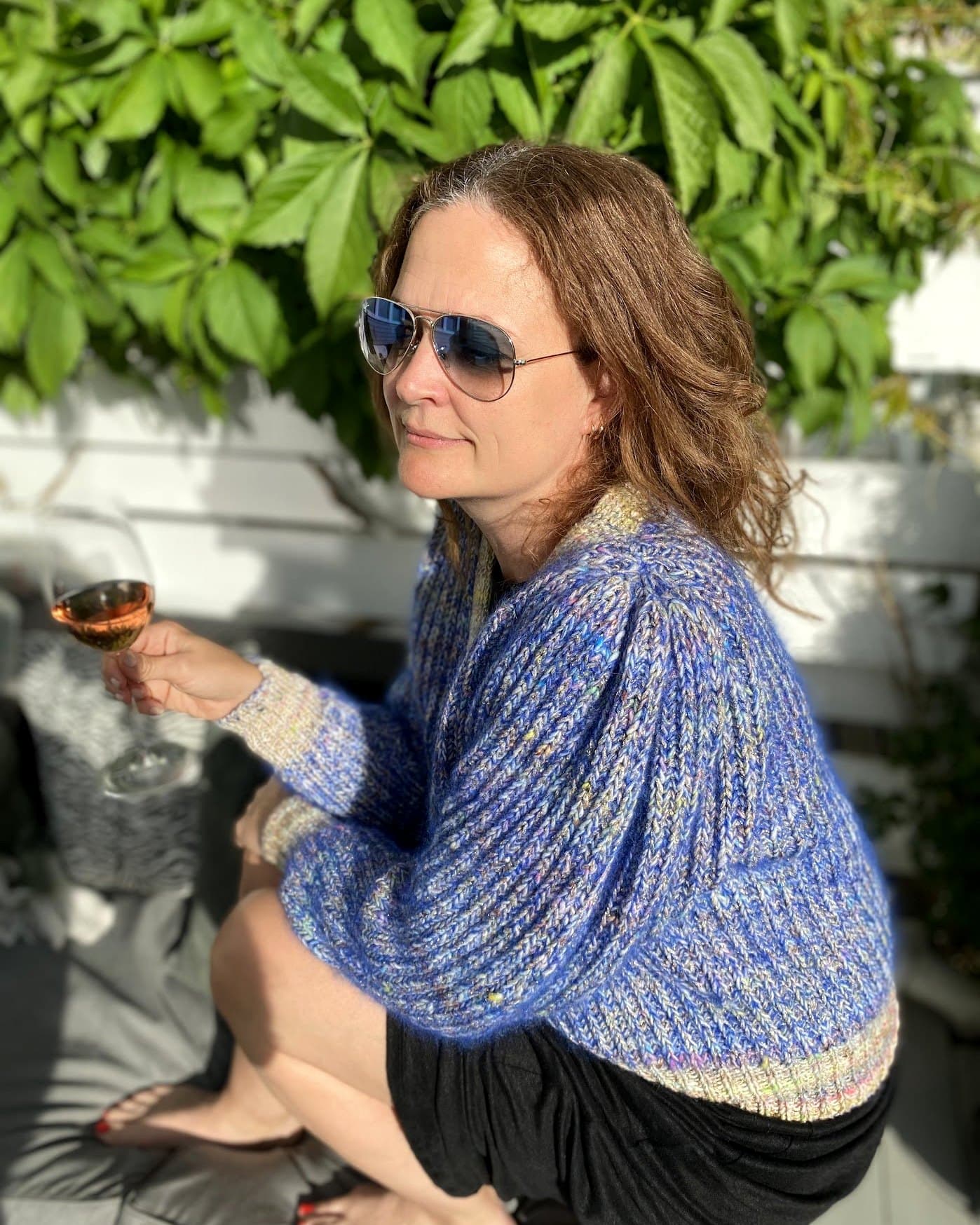 Blue Summer Bliss cardigan with puff sleeves, from the side
